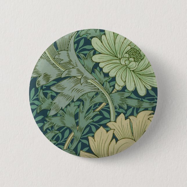 Wallpaper Pattern Sample with Chrysanthemum 6 Cm Round Badge (Front)