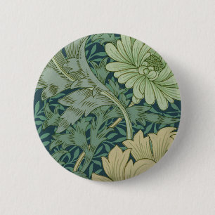 Wallpaper Pattern Sample with Chrysanthemum 6 Cm Round Badge