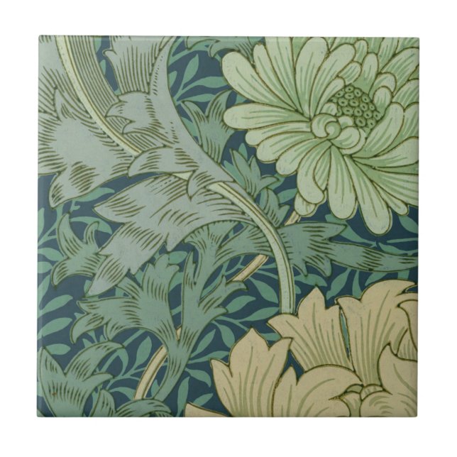 Wallpaper Pattern Sample with Chrysanthemum Ceramic Tile (Front)
