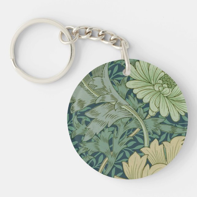 Wallpaper Pattern Sample with Chrysanthemum Key Ring (Front)