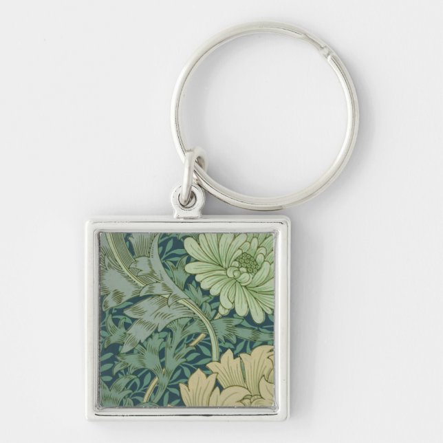 Wallpaper Pattern Sample with Chrysanthemum Key Ring (Front)