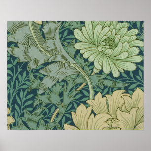Wallpaper Pattern Sample with Chrysanthemum Poster