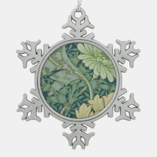 Wallpaper Pattern Sample with Chrysanthemum Snowflake Pewter Christmas Ornament