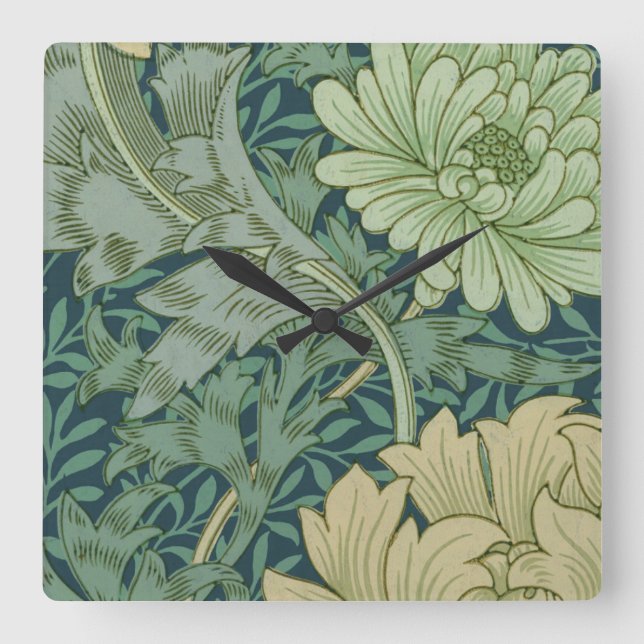 Wallpaper Pattern Sample with Chrysanthemum Square Wall Clock (Front)