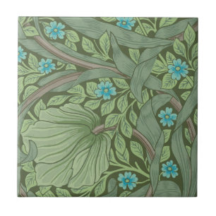 Wallpaper Pattern Sample with Forget-Me-Nots Ceramic Tile