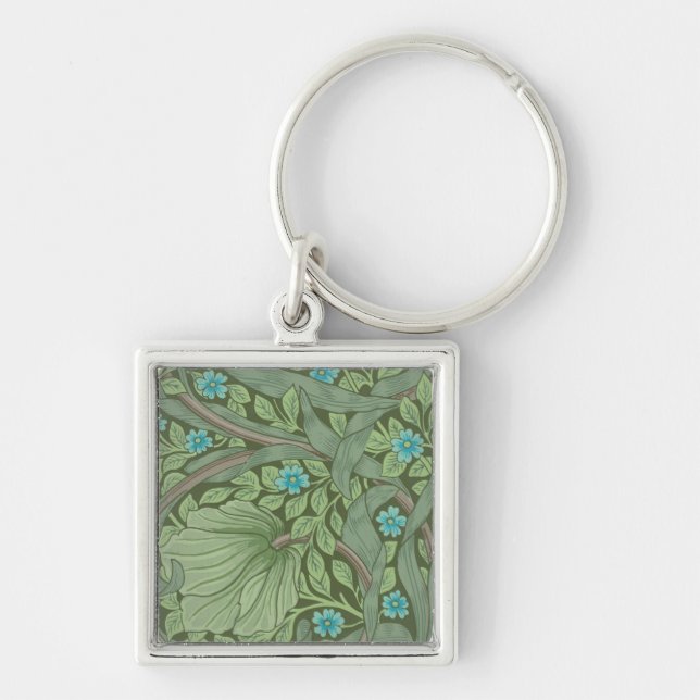 Wallpaper Pattern Sample with Forget-Me-Nots Key Ring (Front)