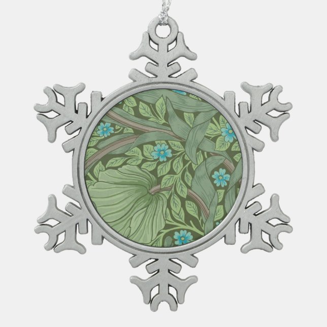 Wallpaper Pattern Sample with Forget-Me-Nots Snowflake Pewter Christmas Ornament (Front)
