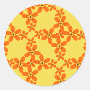 wallpaper retro orange 1970 classic round sticker