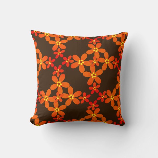 wallpaper retro orange 1970 cushion (Front)