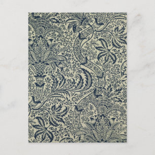 Wallpaper with navy blue seaweed style design postcard