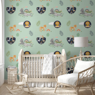 Wallpaper with pattern wild African animals.
