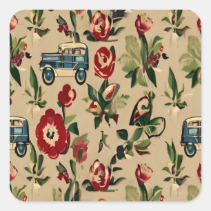 Wallpapers Vintage Retro 1940s Square Sticker