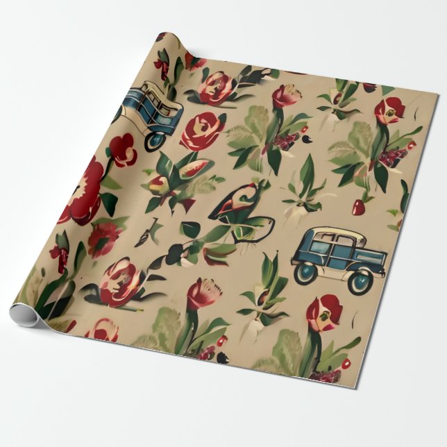 Wallpapers Vintage Retro 1940s Wrapping Paper (Unrolled)