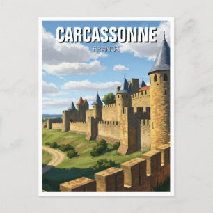 Walls of Carcassonne France Travel Postcard