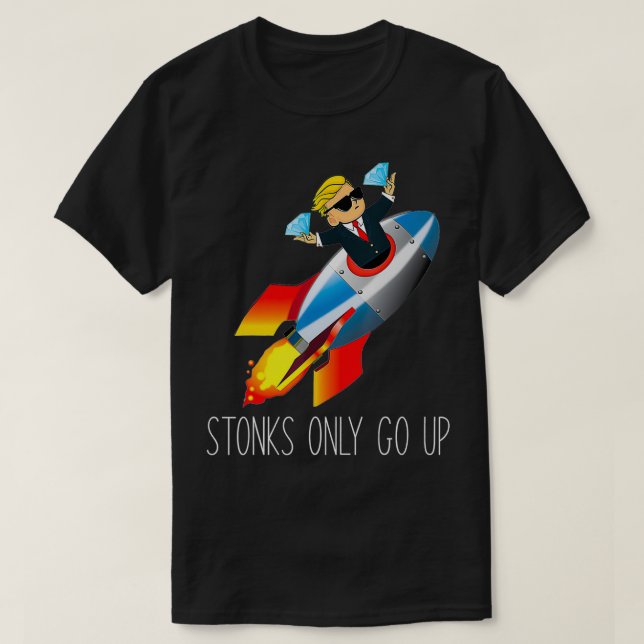 WallStreetBets WSB Rocket Ship To The Moon Stonks  T-Shirt (Design Front)