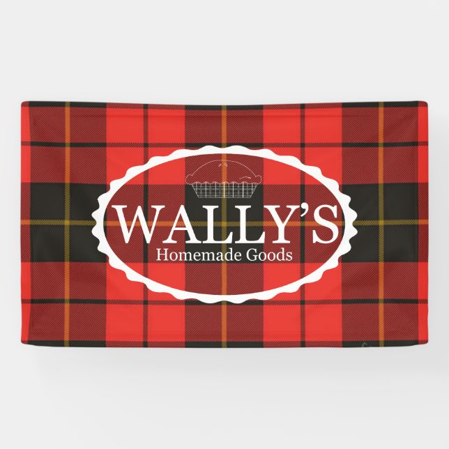 Wally's Homemade Goods Banner in Plaid (Horizontal)