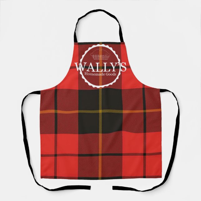 Wally's Homemade Goods Plaid Apron with Pie (Front)