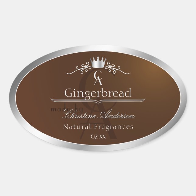 Walnut Brown Product Label Silver Frame Monogram (Front)