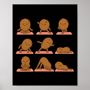 Walnut Doing Yoga Vegan Kawaii Zen Meditation Poster