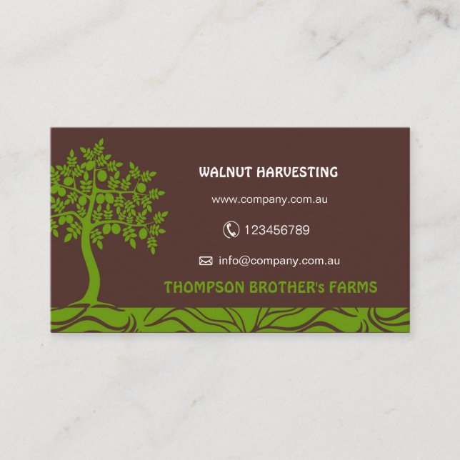 walnut farm, agriculture, Orchard Management Business Card (Front)