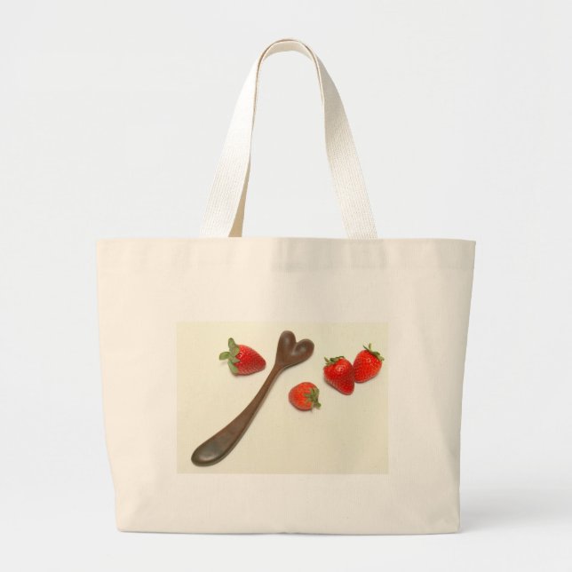 Walnut heart spoon with strawberries large tote bag (Front)