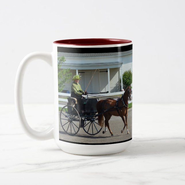 Walnut Hill Carriage Driving Horse Show Two-Tone Coffee Mug (Left)