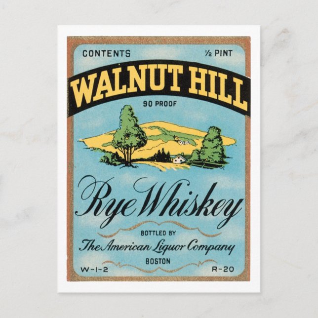 Walnut Hill Rye Whiskey Postcard (Front)
