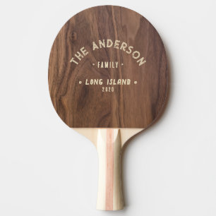 Walnut Wood Vintage Seaside Family Name Ping Pong Paddle