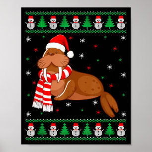 Walrus Animal Matching Family Ugly Christmas Sweat Poster
