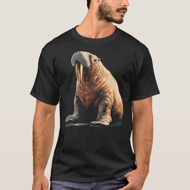Walrus Animal Motif Illustration Walrus T-Shirt (Front)