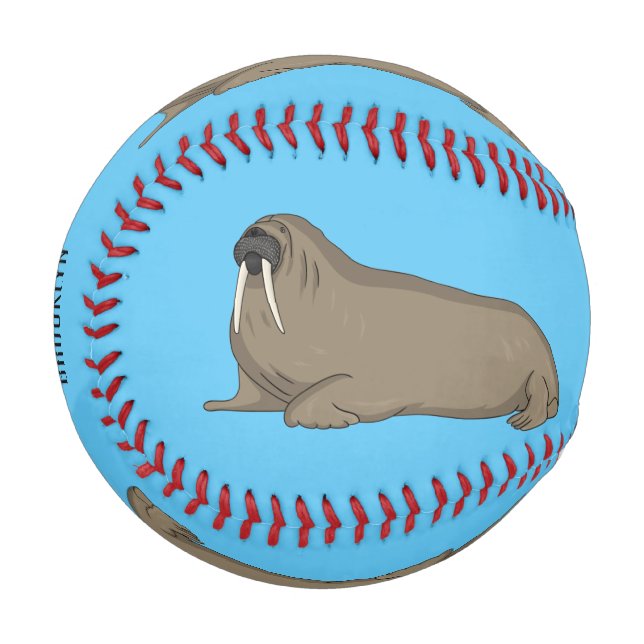 Walrus cartoon illustration  baseball (Front Left)