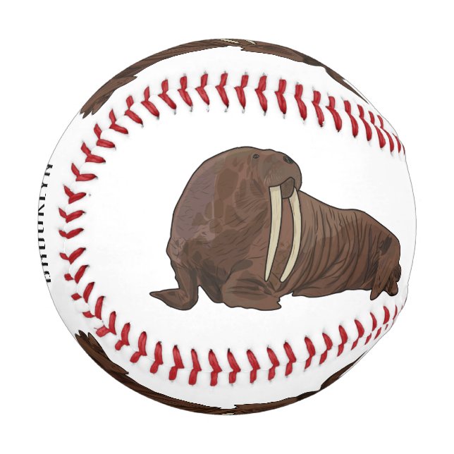 Walrus cartoon illustration baseball (Front Left)