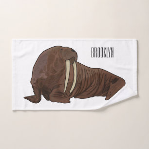 Walrus cartoon illustration bath towel set