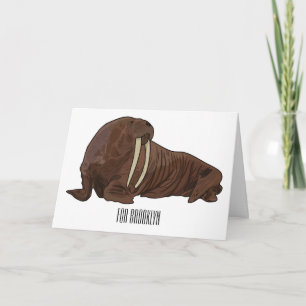 Walrus cartoon illustration card