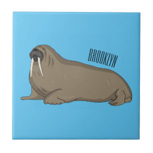 Walrus cartoon illustration ceramic tile