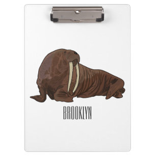 Walrus cartoon illustration clipboard