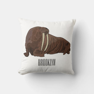 Walrus cartoon illustration cushion