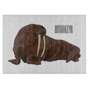 Walrus cartoon illustration cutting board