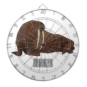 Walrus cartoon illustration dartboard