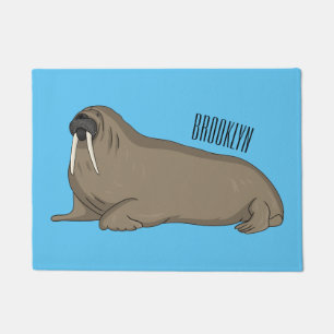 Walrus cartoon illustration doormat