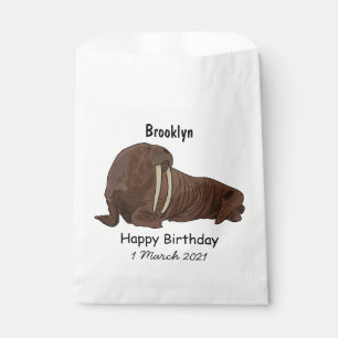 Walrus cartoon illustration favour bag