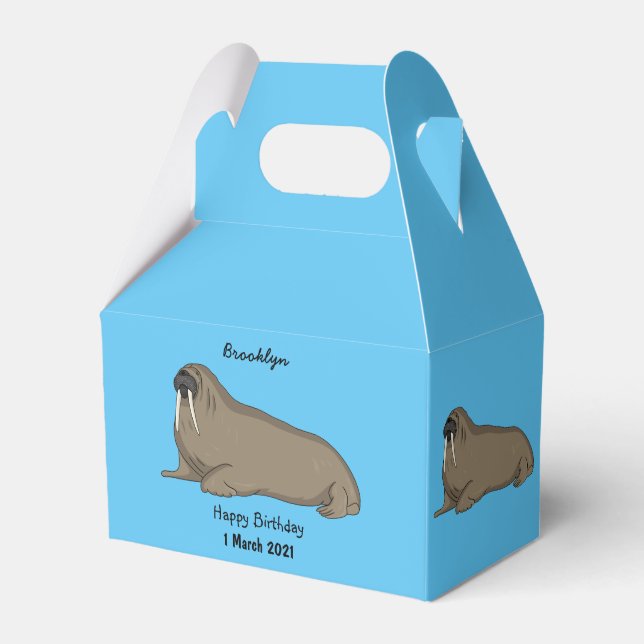 Walrus cartoon illustration favour box (Front Side)