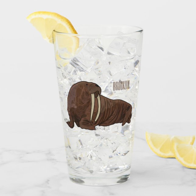 Walrus cartoon illustration glass (Front Ice)