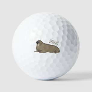 Walrus cartoon illustration  golf balls