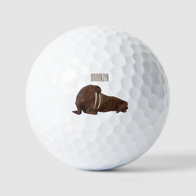 Walrus cartoon illustration golf balls (Front)