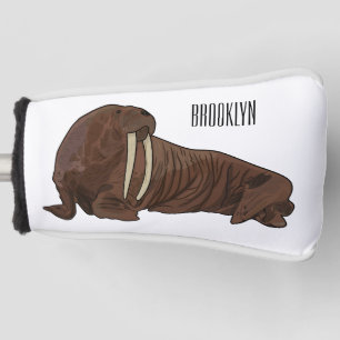 Walrus cartoon illustration golf head cover