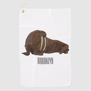 Walrus cartoon illustration golf towel