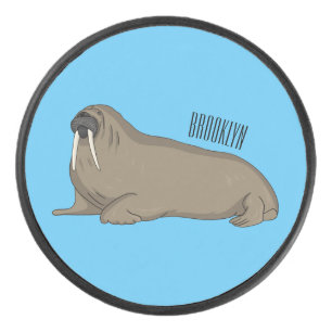 Walrus cartoon illustration hockey puck
