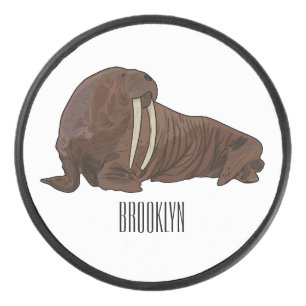 Walrus cartoon illustration hockey puck