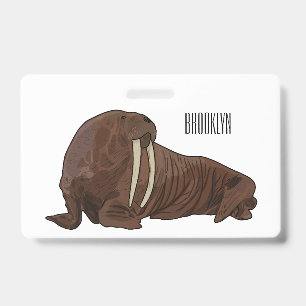 Walrus cartoon illustration ID badge